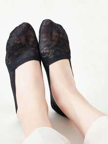 6 Pairs Women's Plus Size Invisible Short Socks, Lace Casual Ankle Socks, Non-Slip, No-Slip Heel, Invisible Socks [Paper Card Not Included] - Multicolor - View 7