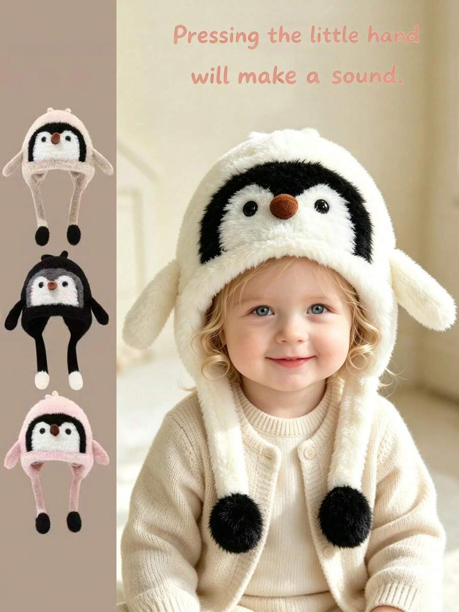 Squeaky Cute Penguin Plush Hat For Boys And Girls, Ear-Protective Lei Feng Hat, Children's Winter Cap - Multicolor - View 1