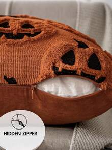 1 Stück Herbst Halloween Dekokissenbezug, Kürbismuster, weiches Plüsch Kunstwolle Kissenbezug, geeignet für Zuhause, Garten, Sofa, Bank, Orange & Schwarz Farbe, Thanksgiving Halloween Geschenk, Wohnheim Schlafzimmer Raumdekoration - Rost - Übersicht 5