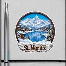 St. Moritz Ice-Kissed Lake And Snow-Dusted Chalets Magnet Where The Alpine Winter Holds Its Breath In Silence Keepsake For All Metal Surfaces Throughout The Home - A - View 2