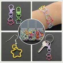 100/200pcs/Box Key Ring Set, Includes Heart-Shaped Embossed And Five-Pointed Star Embossed Closed Rings, Suitable For Braided Painted Embossed Ring Keychains - Multi-color - View 8