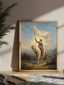 1pc Lady Warrior & Her Wolf On A Snowy Forest Art Print,Joan Of Arc Oil Painting, Medieval Knight Woman Religious Art, Bedroom Decor,LivingRoom Decor,Dorm Decor,Wall Arts,Wall Decor,Home Decor,Room Decor, Canvas Wall Art, Posters,Optional Frame - 1PCS - View 6