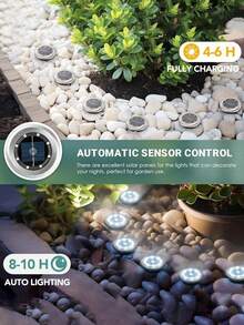4 Solar Ground Lights | 8 LED Stainless Steel Ground Lights, Weatherproof Outdoor And Home Decor, Suitable For Garden/Path/Balcony, Elegant Landscape Gift Set, Yard Decoration - Multicolor - View 9