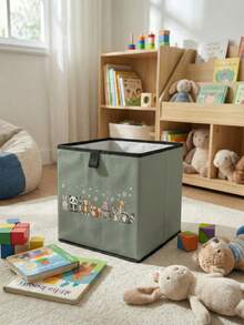 1pc Cartoon Animal Print Open Storage Bin, Baby Diaper & Toy Organizer Basket, Foldable, Stackable, Drawer-Style Durable Multi-Function Storage Box, Space-Saving Design For Home, Dorm, Home Organization, Under-Bed Storage - Multicolor - View 7