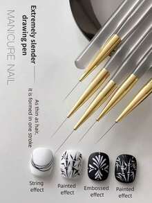 15/3/1pc Professional Nail Art Tool Set And Eyeliner Brush Set, With Fine Brush, Suitable For Gel Nail Art - Multicolor - View 1