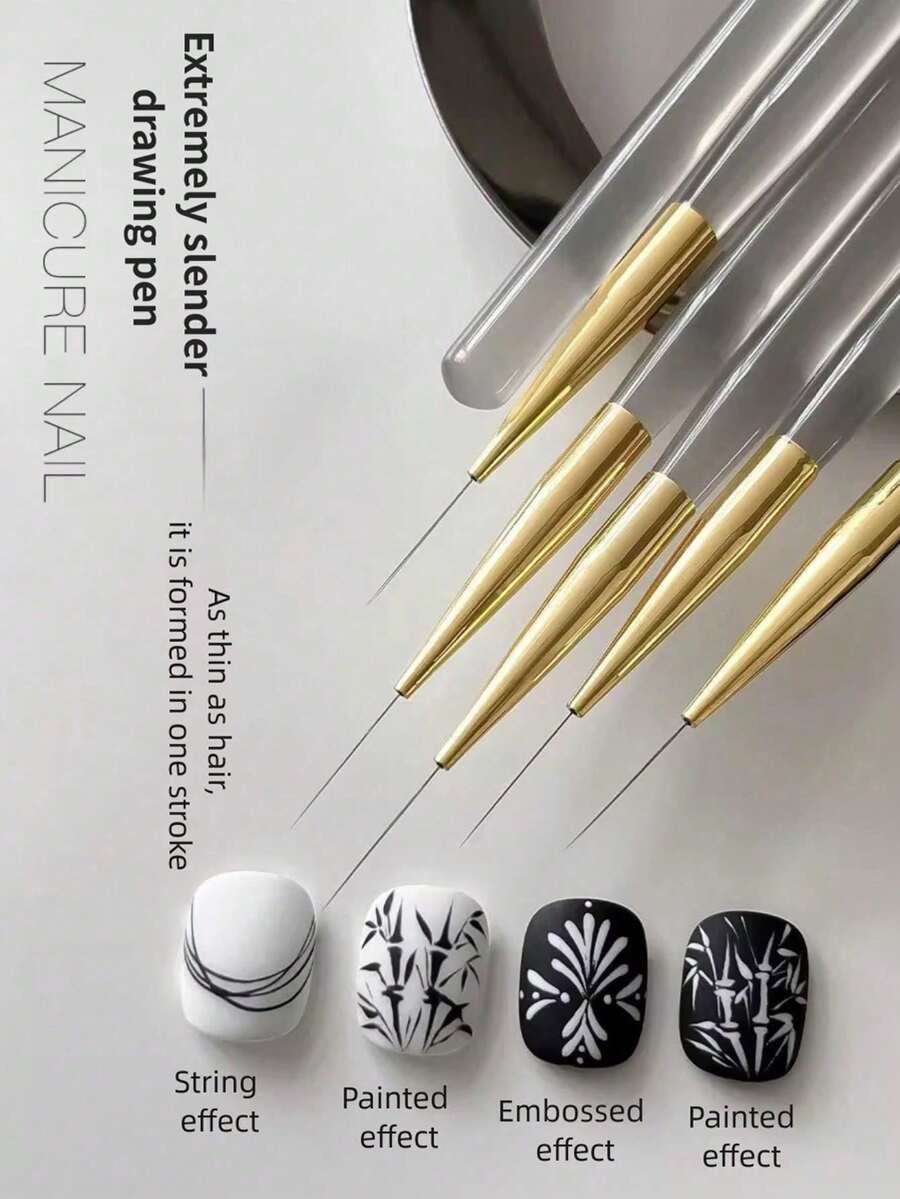 15/3/1pc Professional Nail Art Tool Set And Eyeliner Brush Set, With Fine Brush, Suitable For Gel Nail Art - Multicolor - View 1