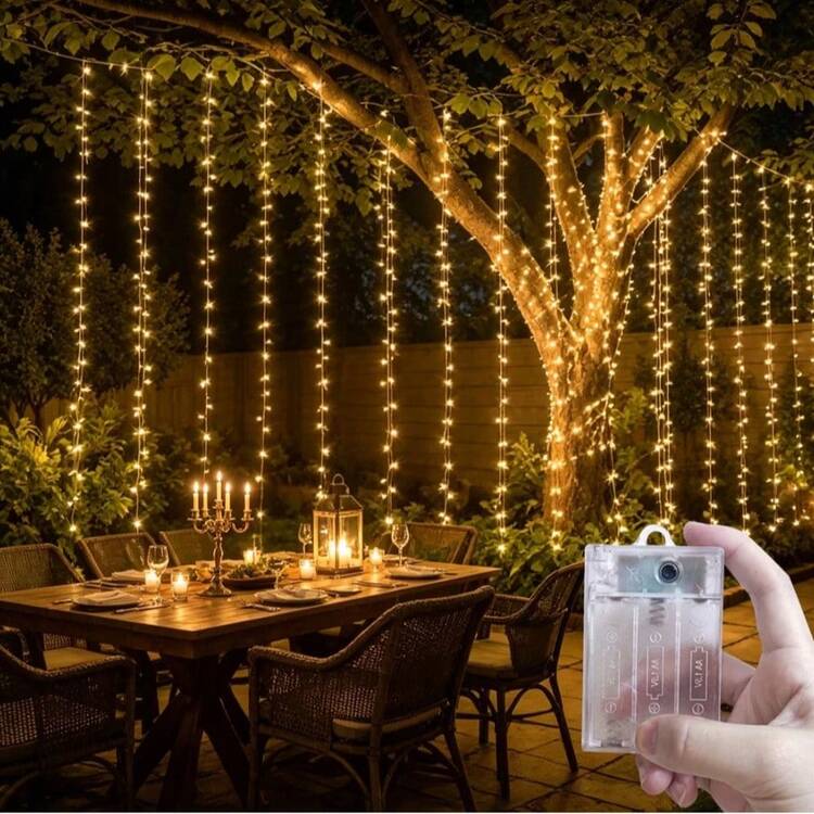 Battery Powered LED Fairy String Lights With 8 Adjustable Lighting Modes, Waterproof Decorative Lights, Flexible LED Fairy Lights For Indoor Bedroom, Christmas And All Holiday Home Ornament, Easy To Install Wireless Decor Lights - Battery-operated Curtain Lights - View 2