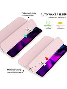 Protective Case Compatible With Ipad 11th Gen, A16 Full Coverage Honeycomb Pattern TPU Leather Protective Case, Smart Sleep/Wake, Tri-Fold Tablet Protective Case, Full Coverage Anti-Drop, Compatible With IPad 10th Gen Protective Case, Compatible With Huawei MatePad SE 11", Pad2/Pad SE 11-Inch Tablet Protective Case, Compatible With Honor Pad X8A/X8b Tablet Protective Case - Pink - View 5