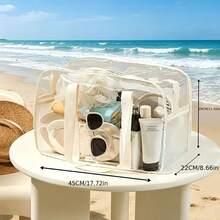 Transparent PVC Beach Bag, Large Capacity Zippered Tote Bag, Waterproof Travel Storage Bag - Multicolor - View 2