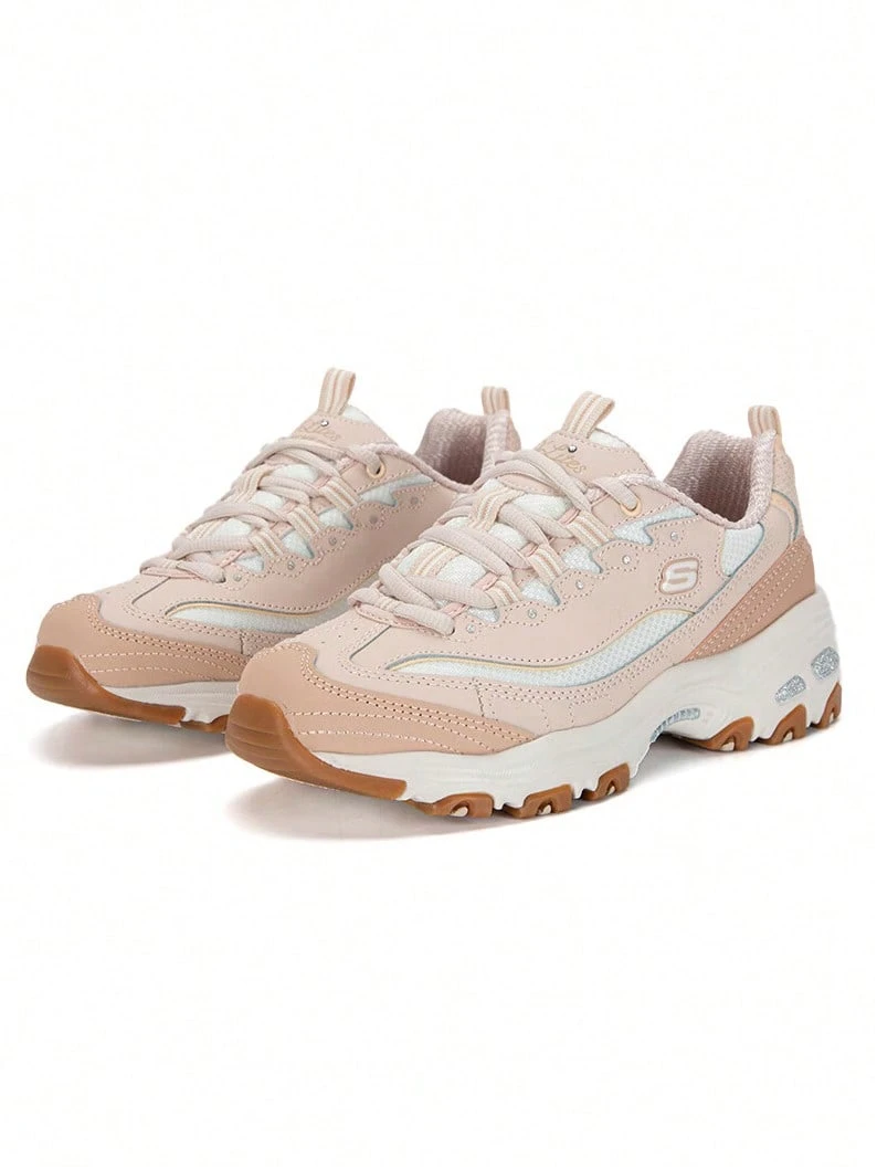 Sepatu Skechers D'Lites Retro Panda, Sepatu Tebal, Sepatu Hak Platform, Sepatu Olahraga dan Kasual - Baby Pink - View 1