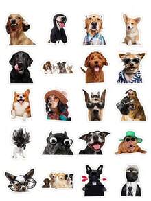 50pcs Funny Dog Expression PVC Stickers, Cartoon Decorative Decals For Scrapbooking, Laptop, Luggage, Guitar, Water Bottle, Phone Case DIY - Multicolor - View 9
