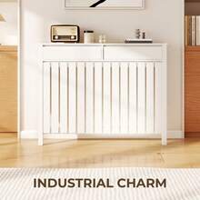 93 X 119cm Rustic-Look Radiator Cover - White - 1 - View 5