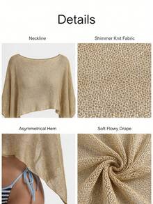 (Lightweight Style) Women's Sexy Knit Sleeveless Cropped Sheer Cover Up, Suitable For Spring/Summer Commuting Vacation Beach, Vacationcore - Gold - View 11