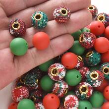 1 Set Red And Green Silicone Beads, Silicone Round Beads Combined With Fabric Large Hole Beads, Used For Keychain, Beaded Pen Making Loose Beads - Multicolor - View 5