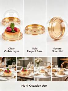 100/50pcs Gold Dessert Cake Boxes, Gold Pudding Boxes, Transparent Mousse Cake Boxes, Suitable For Wedding, Christmas Gifts, Also Suitable For Cake, Candy And Chocolate Packaging, Ideal Choice For Wedding, Party And Gifts, - Multicolor - View 5