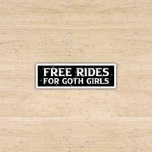 2/5pcs "Free Rides For Goth Girls Gothic"Text Stickers,Goth Aesthetic Vinyl Waterproof Decal, Cool Black White Rectangular Sticker For Car Bumper Laptop Water Bottle, Alternative Emo Gothic Style Decor Sticker For Goth Lovers - A - View 4