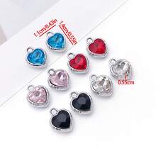 5/10pcs Heart Rhinestone Charms Multicolor Faceted Crystal Heart Pendant Charms For DIY Bracelet Necklace Earring Jewelry Making Findings - Multicolor - View 8