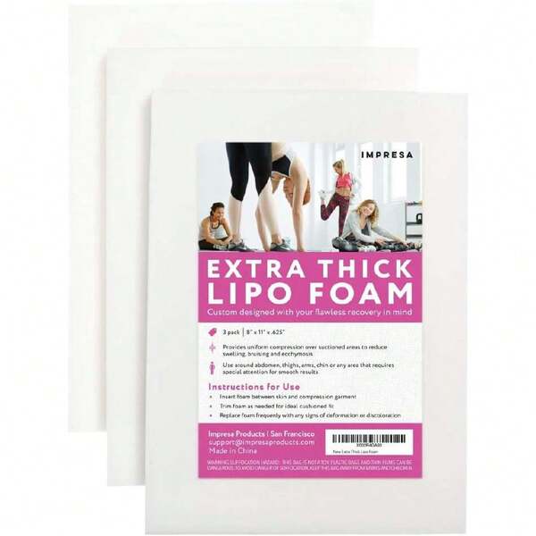 Extra Thick Surgical Foam Pads - White, 3-Pack, 8 X 11 X 0.625 In - Even-Pressure Padding For Liposuction - Customizable Foam Pad For Tummy Tuck - Medical Compression For Post-Surgery Garments,45855479