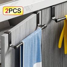 1/2pcs 23cm/9.06in Single Bar Towel Rack, Plastic Material, Cabinet Door Mounted, Towel Hanging Bar Cabinet Door Back Rack, Dishcloth Rack, Utensil Rack, No Drilling Towel Bar, Kitchen Storage Rack, Kitchen Supplies, Storage Rack, Hanging Rack, Kitchen Tools, Kitchen Organizer, Kitchen Gadgets - A - View 3