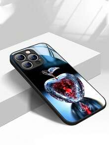 1pc Customizable Name, High-Definition Glass Phone Case With Apple Pattern, Suitable For Samsung S26 Ultra/S25 Ultra Series And Apple 17 Pro Max/17 Air/16 Pro Max/15/14 Plus/13 Pro Phone Accessories - Black - View 3
