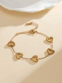 3pcs/1pc Fashionable Elegant Stainless Steel Bracelet, Clover Design, Suitable For Daily Wear, Birthday Gift, Party, Holiday Gathering, Also An Ideal Choice For Yourself Or Friends - Gold 4 - View 7