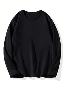 ALTZTAR Men's Spring/Autumn Loose Thin Solid Color Crew Neck Long Sleeve T-Shirt 3pcs - Multicolor - View 5