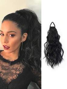 1pc Slouchy Big Wave Ponytail Hair Extension, Hair Tie Extension Piece, Natural Realistic Volume-Boosting Hair Accessory, This Ponytail Hair Extension Features A Natural Big Wave Curl Design, With Fluffy And Lively Hair Strands And Rich Texture Layers, Perfectly Recreating The Slouchy Atmosphere Of Original Curly Hair. The Drawstring Tie-On Wear Method Is Simple To Operate, Secure And Not Easily Detached, Quickly Adding Volume And Length To Short Or Fine Hair, Suitable For Commuting, Dating, Daily Outings And Other Scenarios, A Convenient Tool For Creating A Gentle And Elegant Look. - Multicolor - View 3