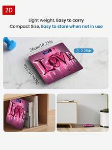 1件 LED 顯示電子秤,皇冠 LOVE 浴室秤,裝飾性稱重平台 - 適合長期使用,滿足居家稱重需求,最大承重 400lbs/180kg,溫度檢測,使用 AAA 電池(不含) - 彩色 - 查看 5