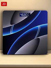 2D Bathroom Scale With Cyber-Style Blue Light Pattern, Perfect As A Holiday Gift. Max Weight 400 Lbs/180 Kg, Temperature Detection Function, Uses AAA Batteries (Not Included) - Multicolor - View 3