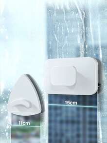 Double-Sided Magnetic Window Cleaner With Anti-Falling Safety Rope, High-Rise Glass Wiper Squeegee Cleaning Tool With Microfiber Scrub Pads For Double Glazed Windows, Minimalist White Condo Essentials. - Glass Cleaner - View 5