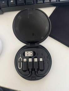 Gesen Kit de adaptador USB con cables de carga múltiples, soporte para teléfono, estuche de almacenamiento para teléfonos - Compatible con iOS, Android, Tipo-C, Compatible con iPhone, Android, cámara, MP3 Adaptador universal - Negro - Ver 7