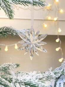 Christmas Transparent Icicle Snowflake Decorations Acrylic Snowflake Icicle Christmas Decor Suitable For Room Decoration Bathroom Decoration Home Decor - Clear - View 7