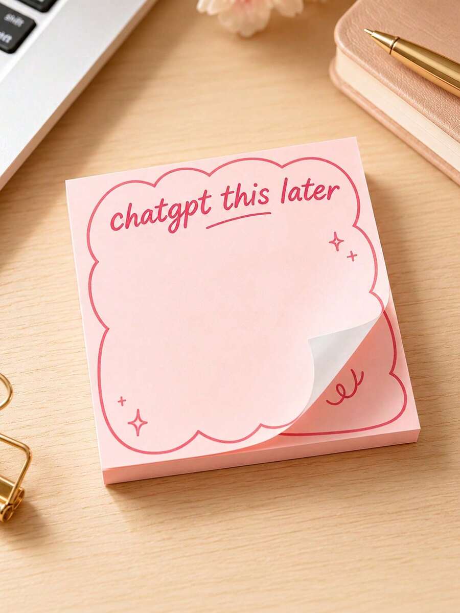 4/1pc Funny "ChatGPT Processing Later" Sticky Notes, Self-Adhesive AI Theme Memo Pad, Message Notes, Creative Gag Gift, Suitable For ChatGPT Enthusiasts, Tech Office Daily Planning, ChatGPT Label System, Humorous Stationery, Desk Decor, Back To School Supplies - one-size - View 1