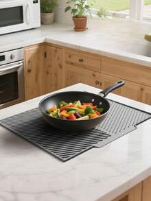 Large Silicone Dish Drying Mat, Heat-Resistant Countertop Trivet, With Raised Ribbed Design, Suitable For Kitchen Sink, Non-Slip Waterproof Cup And Bowl Drying Mat, Dorm Essential - Multicolor - View 11
