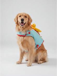 1pc Pet Dog Life Jacket Colorblock With Rescue Handle High Buoyancy Floating Vest Sporty For Summer Beach Pool Chin Rest Support Design - Yellow Bear - View 2