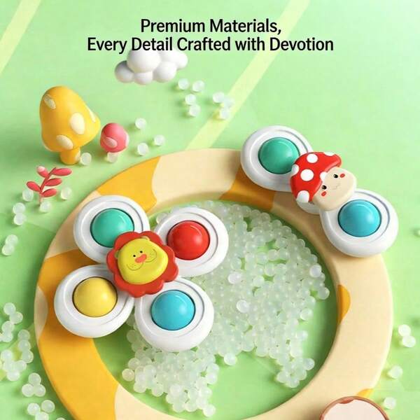 1件/3件 吸盤旋轉嬰兒玩具，12-18個月，1-3歲幼兒旋轉陀螺感官玩具，嬰兒紓壓玩具，1-2歲男孩女孩聖誕生日禮物