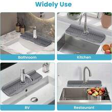 Silicone Faucet Water Splash Guard, Kitchen Sink Faucet Drainage Pad; Anti-Splash Countertop Protection Mat With Drainage Holes, Catches Splashes, Prevents Water Stains. Suitable For Kitchen Sink, Home Kitchen Countertop Daily Use - Multicolor - View 9