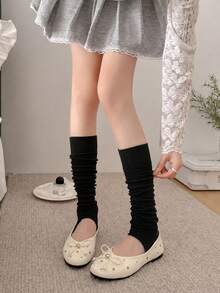 1/2/3 pares de calentadores de piernas finos de unicolor para mujer, lindos, cómodos, casuales para uso diario y al aire libre - Multicolor - Ver 7