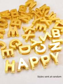 100pcs Acrylic 26 English Alphabet Beads For DIY Bracelet Necklace Jewelry Making Accessories (Random Letters) - Gold - View 4
