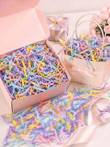 300g/100g Macaron Color Crepe Paper Shreds, Colorful Gift Box Filler, Rainbow Paper Shreds Packaging Material, Decorative Basket Filler, Suitable For Gift Wrapping, Birthday Party, Wedding, Baby Shower Crafts And Handmade Packaging Decoration - Multicolor - View 2