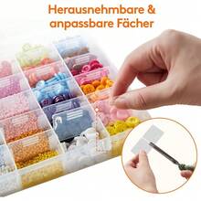 Pack Contains 2 Sorting Storage Boxes With 36 Compartments Each. Equipped With Movable Partition Boards And 5 Label Sticker Sheets, Ideal Storage Holder For Beads, Handmade Supplies And Assorted Jewellery Pieces. - 2 Pieces - View 2