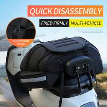 Tas Belakang Motor Tahan Air Bahan Oxford Kapasitas Tinggi dengan Sistem Lepas Cepat, Dilengkapi Strip Reflektif, Banyak Kantong, Lapisan Dalam yang Dapat Dilepas & Penyimpanan Eksternal, Desain Lepas Cepat untuk Berbagai Kendaraan, Universal untuk Skuter. - Hitam - View 7