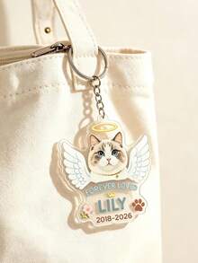 1pc Customized Photo Pet Profession Keychain, Personalized Dog Cat Portrait Acrylic Key Ring, Custom Text Pet Profession Title Keychain, Veterinarian Firefighter Coffee Shop Pet Customized Photo Keychain, Pet Memorial Angel Key Ring, Backpack Charm, Pet Owner Gift, Dog Cat Lover Gift - Multicolor - View 7