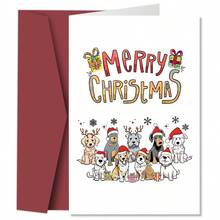 1pc Funny Christmas Dog Greeting Card With Envelope, Cartoon Puppy Design Merry Christmas Card, Suitable For Friends And Family, Holiday Greeting Card, Christmas Gift For Dog Lovers - A - View 7