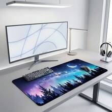 Großes erweitertes Gaming-Mauspad mit mystischem Aurora-Nacht-Himmel-Design, rutschfeste Gummibasis, glatte Gleitfläche, multifunktionale Schreibtischunterlage für Computer, Büro, Zuhause und Studium, abstrakte Universum-Desktop-Dekoration - A - Übersicht 10