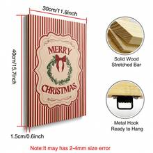 Set Of 1 Vintage Christmas Candy Cane Canvas Wall Art | Traditional Holiday Decor For Living Room Frameless/Framed - A - View 10