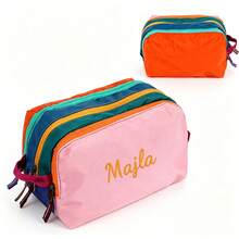 Tas Kosmetik Blok Warna yang Dipersonalisasi, Tas Organizer Kosmetik Kapasitas Besar Multi-Lapisan, Tas Perlengkapan Mandi Portabel untuk Perjalanan dengan Warna Kontras yang Modis - MultiWarna - View 19