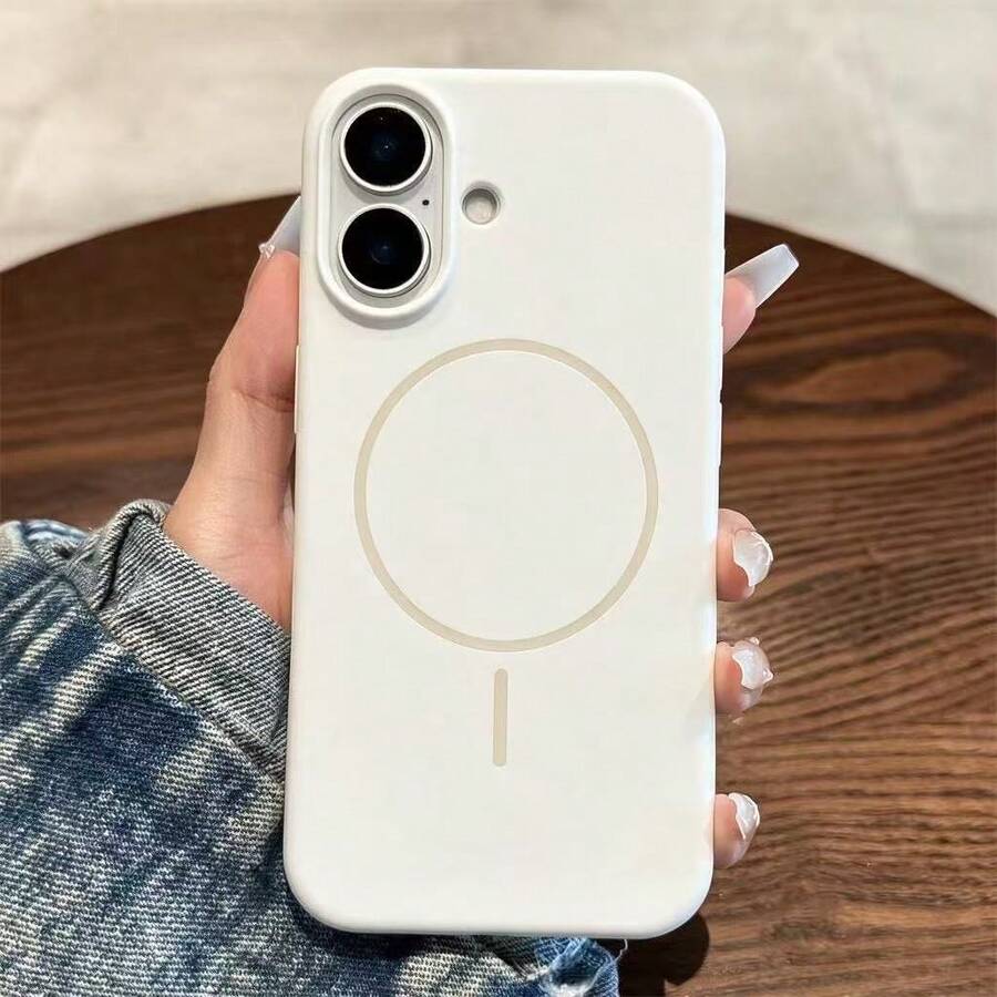 奢華原裝液態矽膠磁吸手機殼,適用於 iPhone 17 16 15 14 13 12 11 Pro Max Plus,支援無線充電,柔軟保護套 - 白色 - 查看 1
