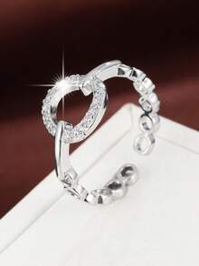 1pc Niche Design Hollow Round Exquisite Finger Ring Chain Splice Open Women's Fashion Ring - ring - View 7
