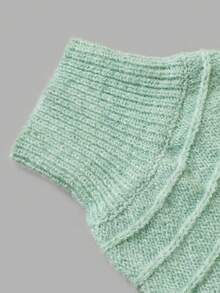 Autumn Ladies Mint Green Pullover Sweater Wide Boat Neck Oversized Puff Long Sleeve Rib Knit Halloween Costume - Mint Green - View 4